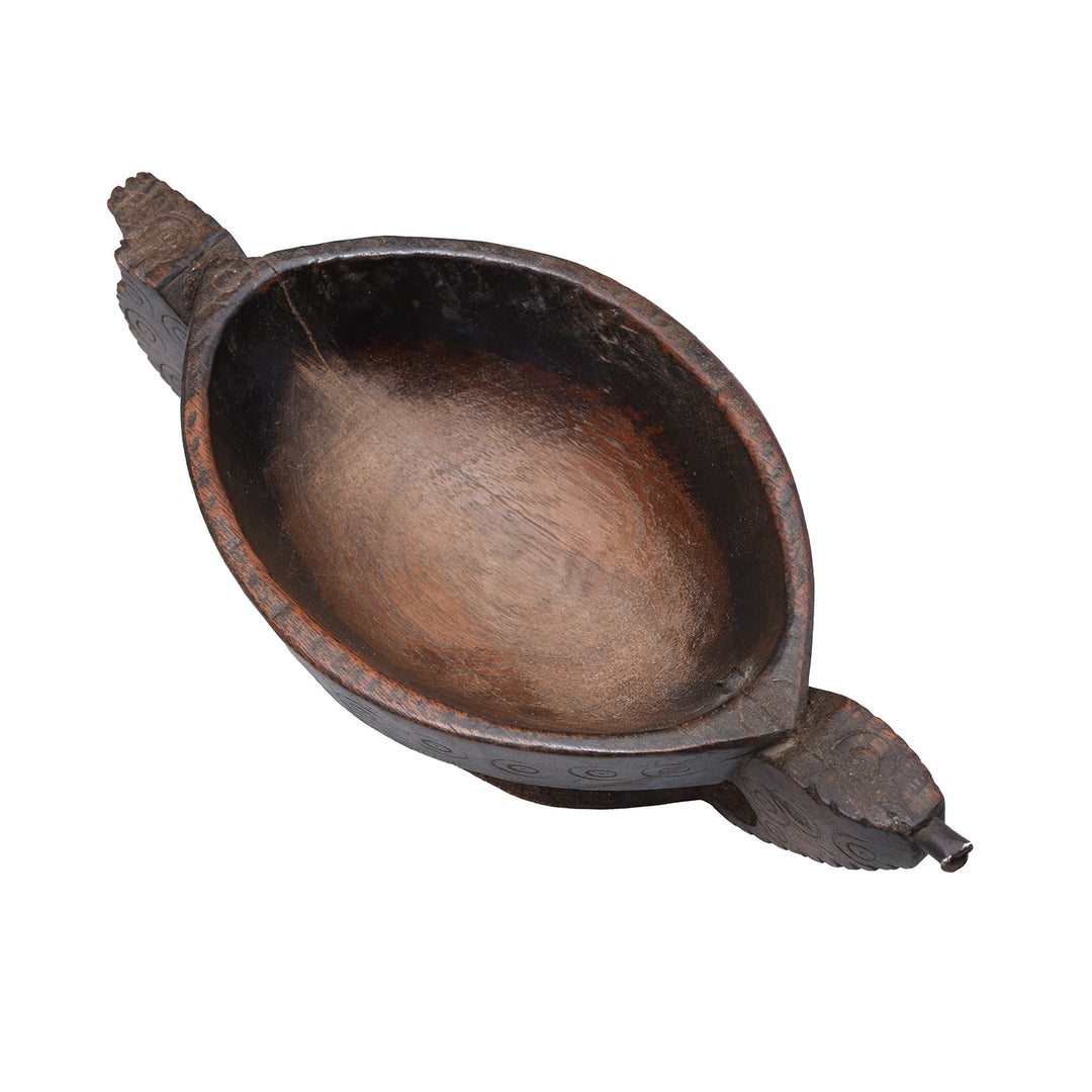 Top Down View Of Option 1 Carved Roheda Kharal - Opium Grinder | indigo Antiques