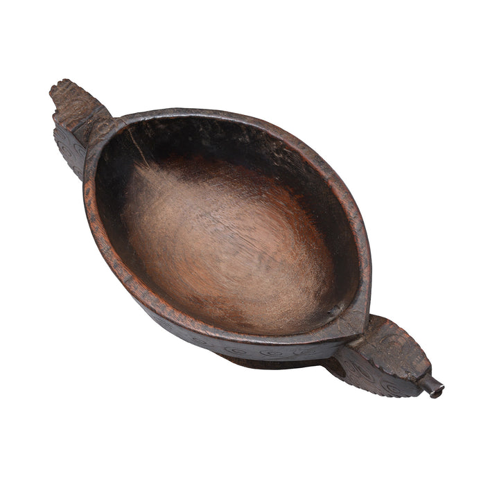 Top Down View Of Option 1 Carved Roheda Kharal - Opium Grinder | indigo Antiques
