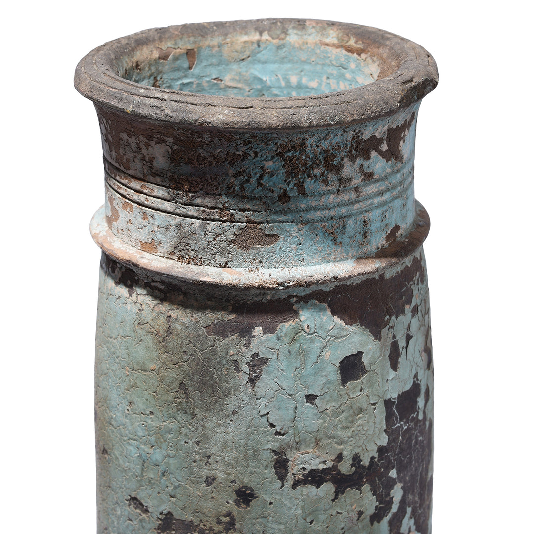 Vintage Indian Neem Wood Pot From Kullu | Indigo Antiques