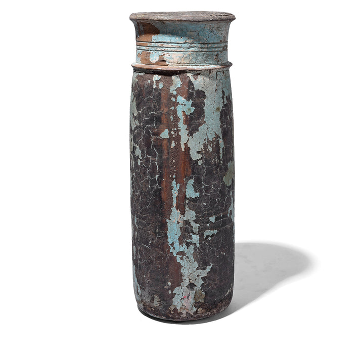 Vintage Indian Neem Wood Pot From Kullu | Indigo Antiques