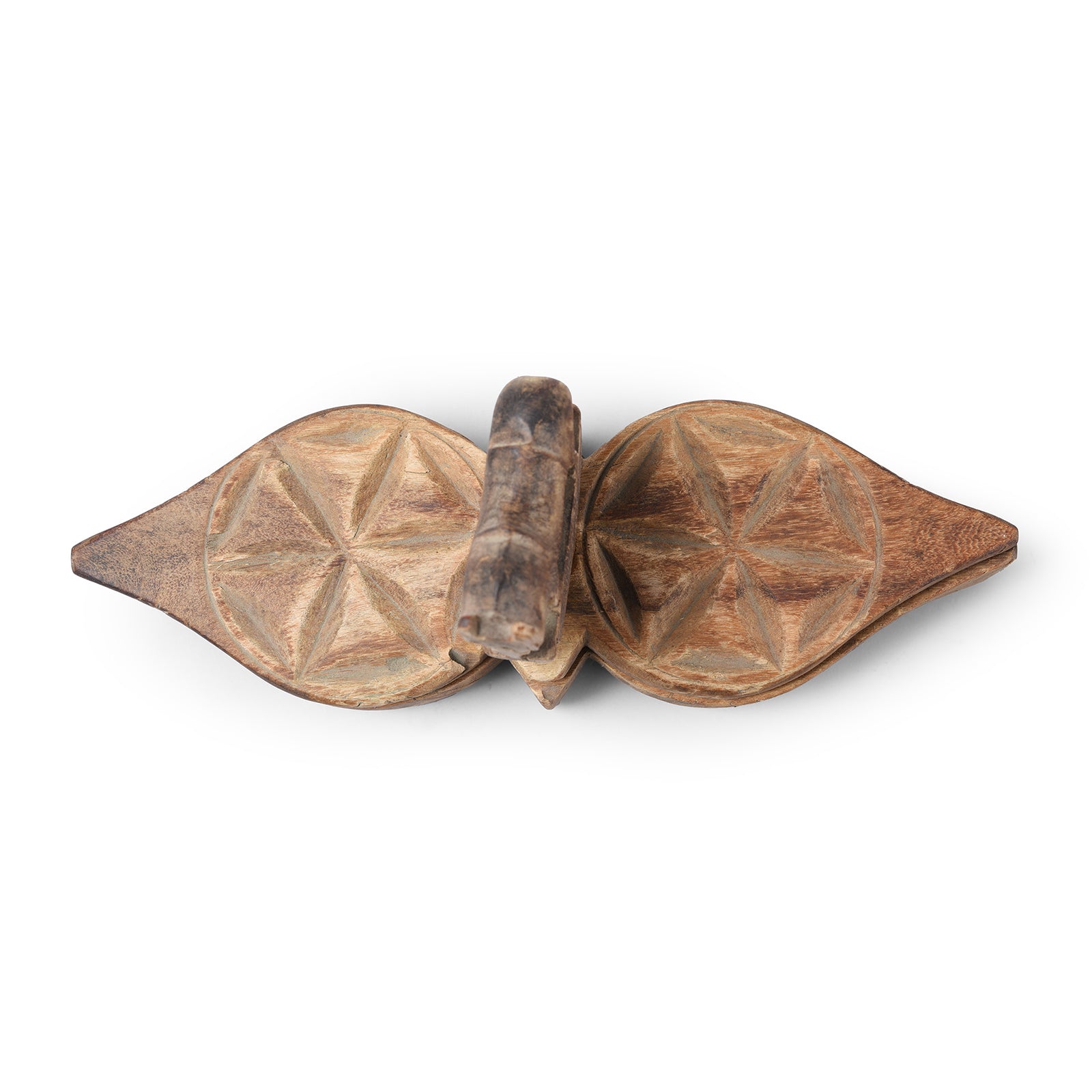 Top Down View Of Antique Indian Carved Teak Tika Box | Indigo Antiques