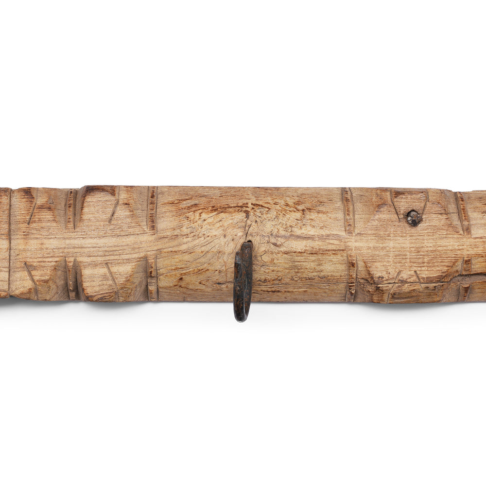 Hook Detail From Old Indian Carved Architrave With Iron Coat Hooks | Indigo Antiques