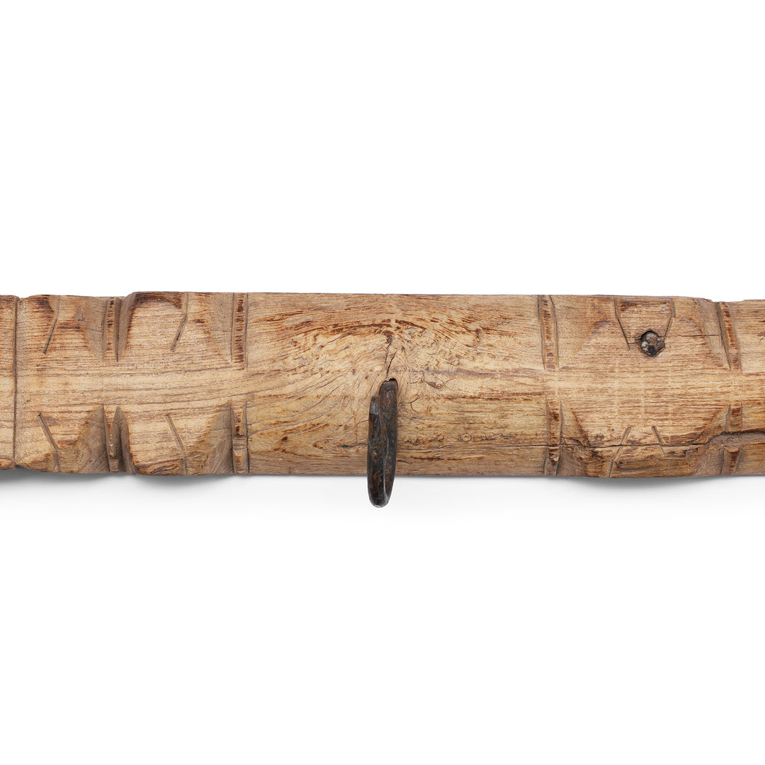 Hook Detail From Old Indian Carved Architrave With Iron Coat Hooks | Indigo Antiques