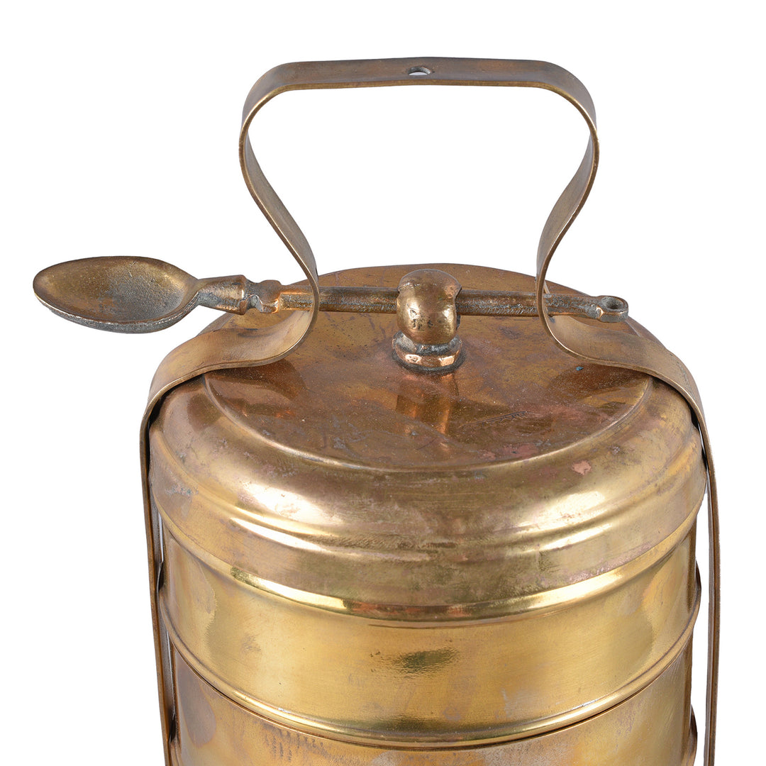 Vintage Brass Tiffin Box Set From India | INDIGO ANTIQUES