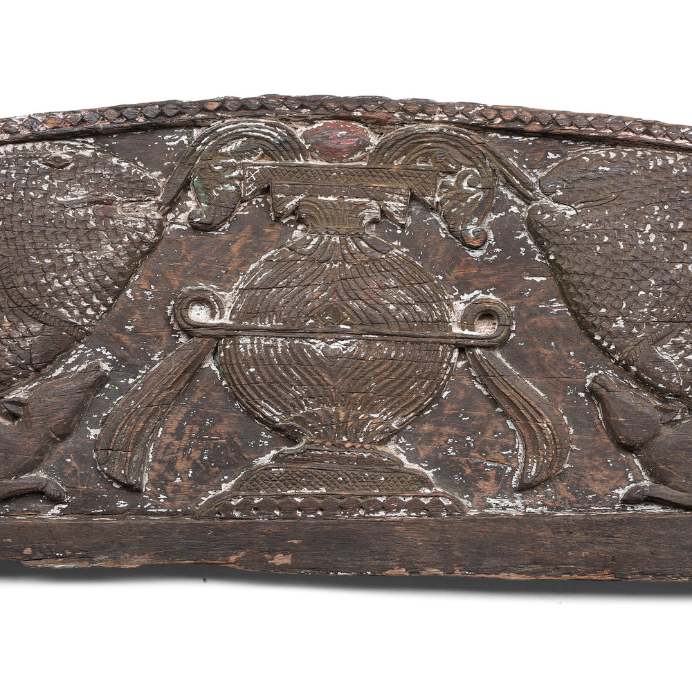 Carving Detail From Antique Indian Fish Lintel Panel | Indigo Antiques