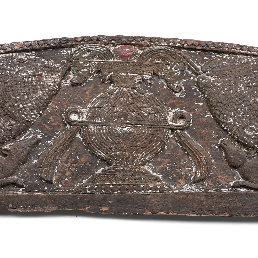 Carving Detail From Antique Indian Fish Lintel Panel | Indigo Antiques