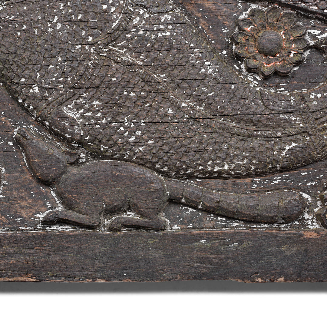 Mamal Csrving Detail From Antique Indian Fish Lintel Panel | Indigo Antiques