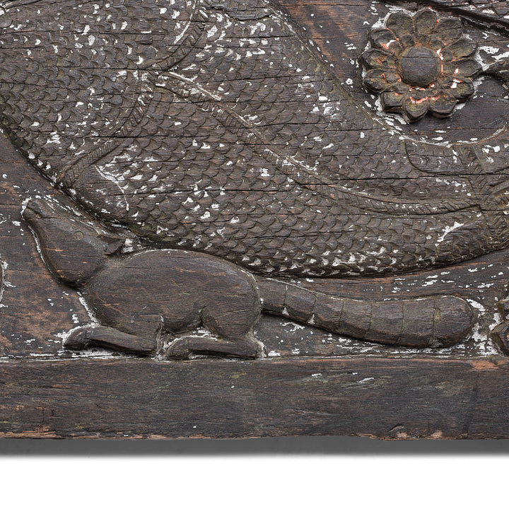 Mamal Csrving Detail From Antique Indian Fish Lintel Panel | Indigo Antiques