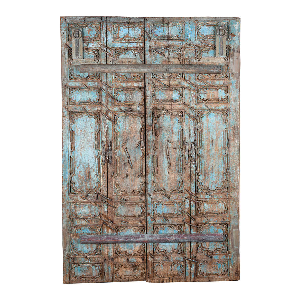Back Of Antique Indian Painted Door From Gujarat | Indigo Antiques