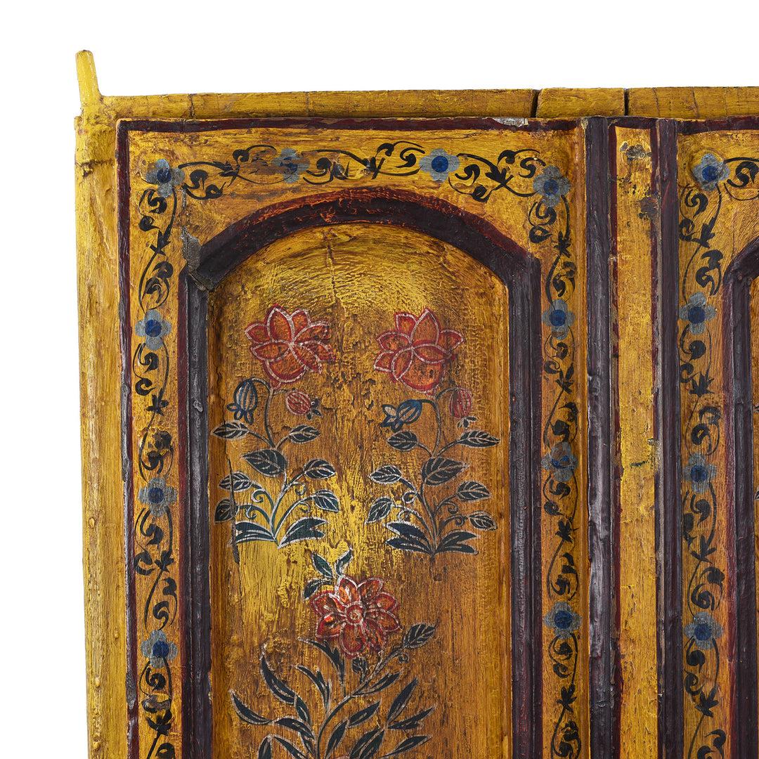 Corner Detail From Reproduction Floral Painted Indian Doors | Indigo Antiques