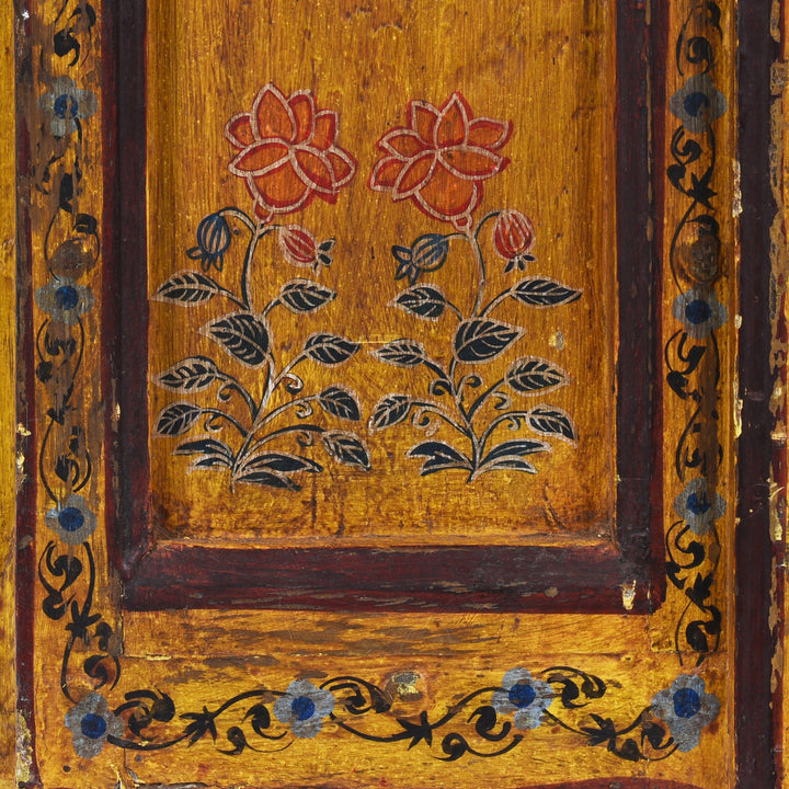 Floral Paintwork Detail From Reproduction Floral Painted Indian Doors | Indigo Antiques