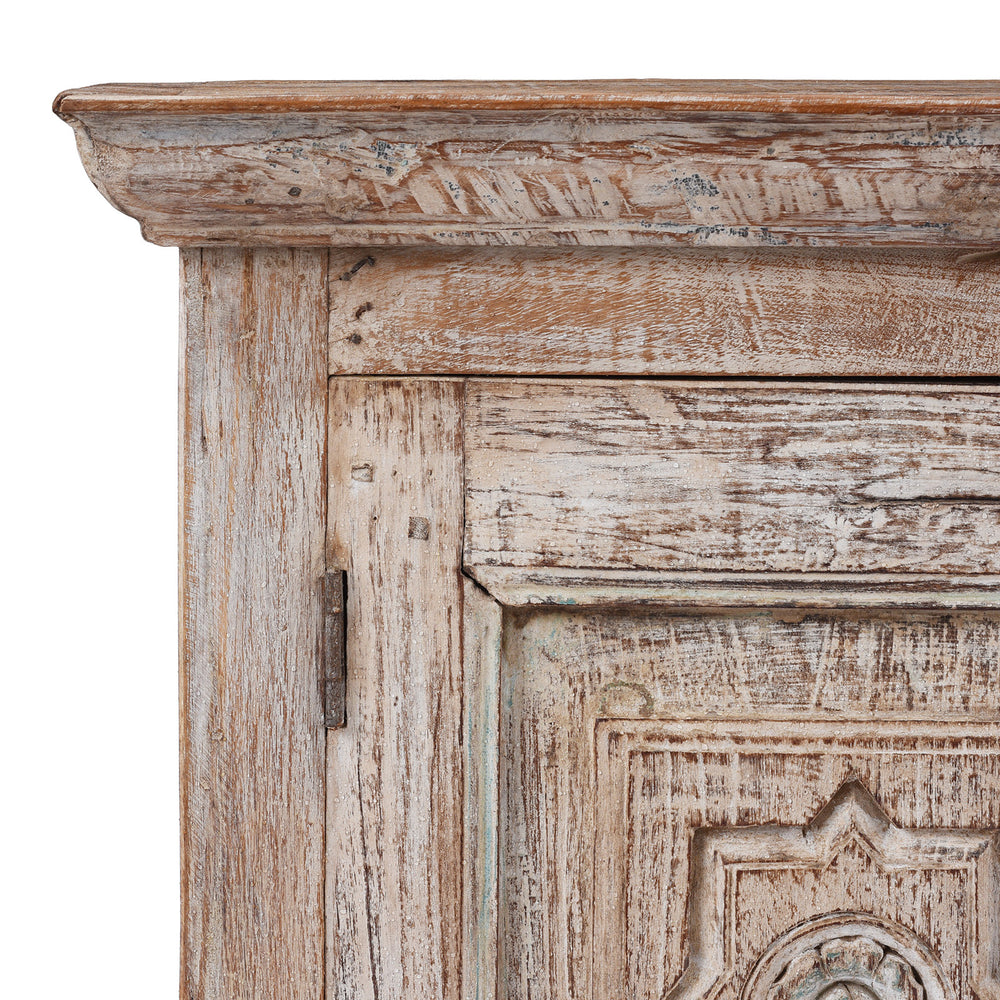 Corner Detail From Bedside Cabinet Made From Reclaimed Carved Teak | Indigo Antiques