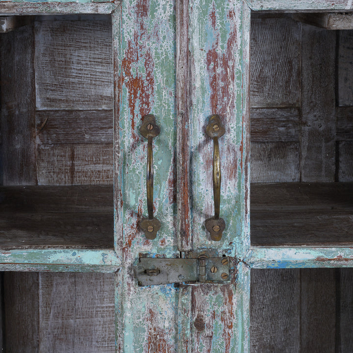 Handles Detail From Antique Indian Glazed Painted Book Cabinet