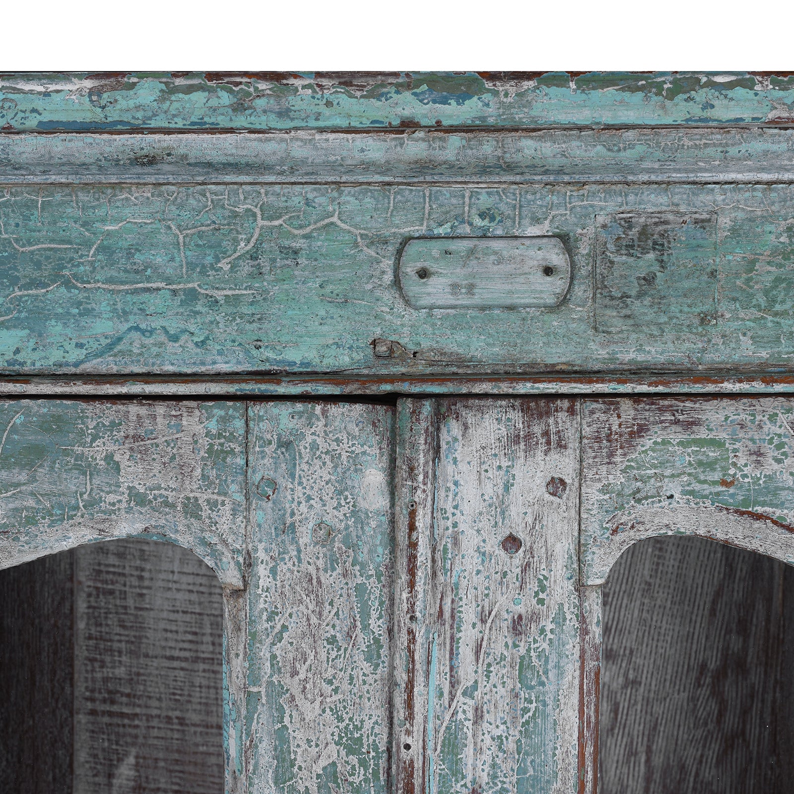 Detail From Antique Indian Glazed Painted Book Cabinet