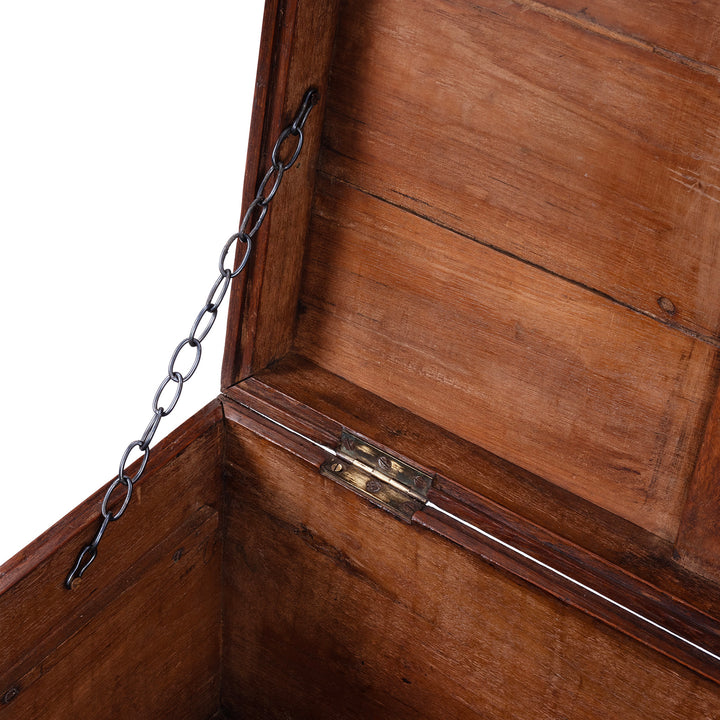 CHain Detail From Brass Bound Teak Anglo Indian Military Chest With Original Fittings