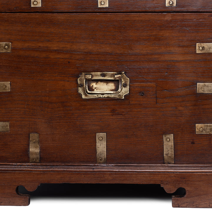 Handle Detail From Brass Bound Teak Anglo Indian Military Chest With Original Fittings