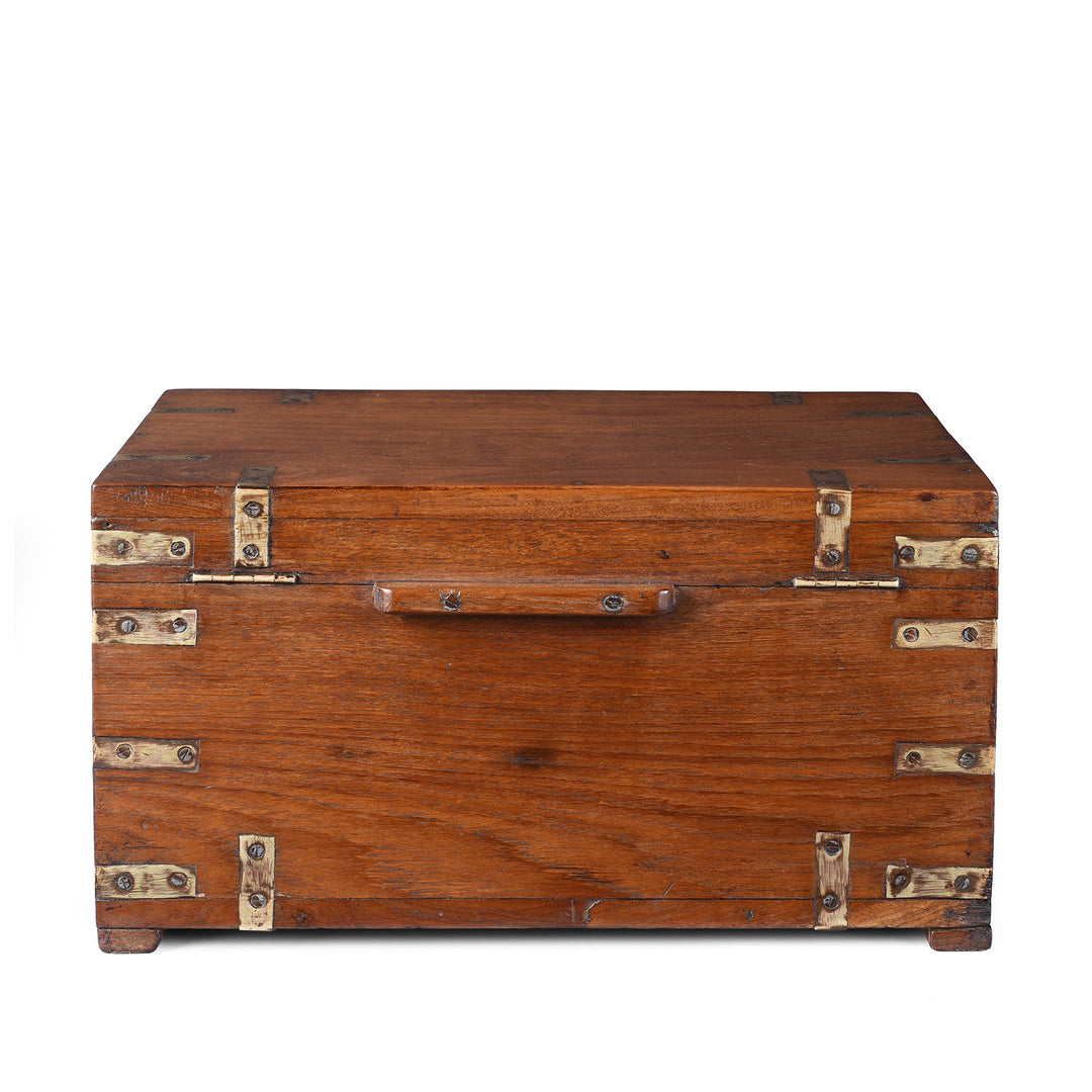 Back Of Antique Indian Brass Bound Teak Chest | Indigo Antiques