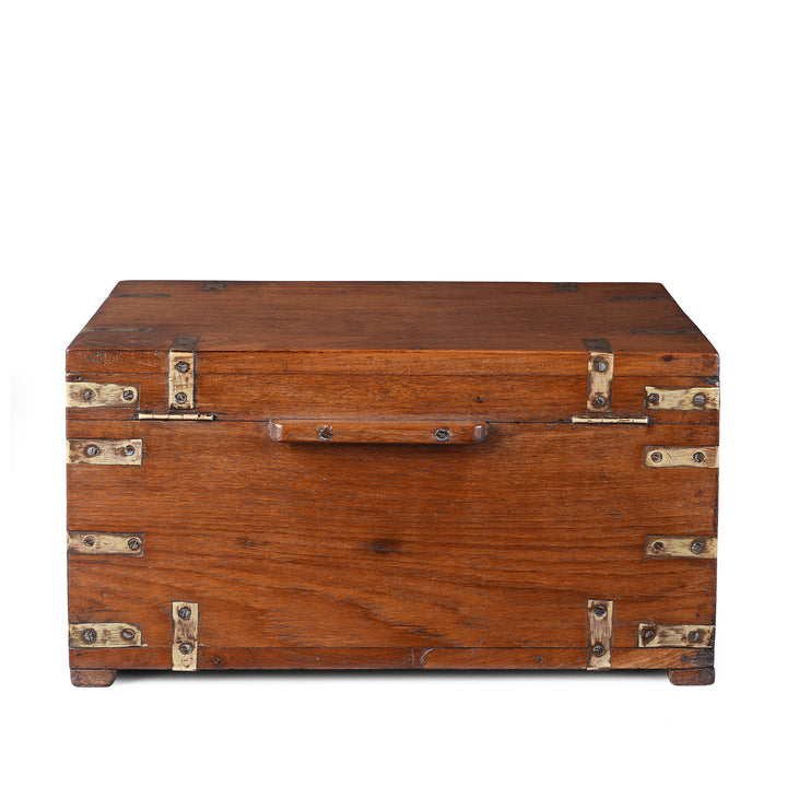 Back Of Antique Indian Brass Bound Teak Chest | Indigo Antiques