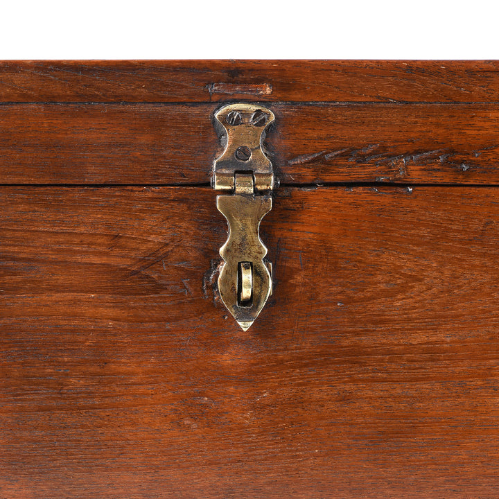 Latch Detail From Antique Indian Brass Bound Teak Chest | Indigo Antiques
