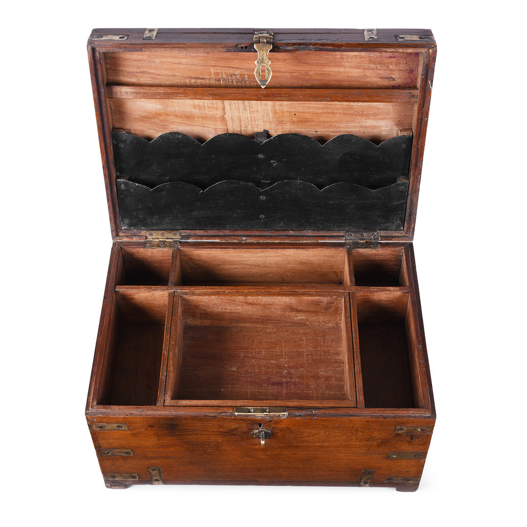 Interior Of Antique Indian Brass Bound Teak Chest | Indigo Antiques
