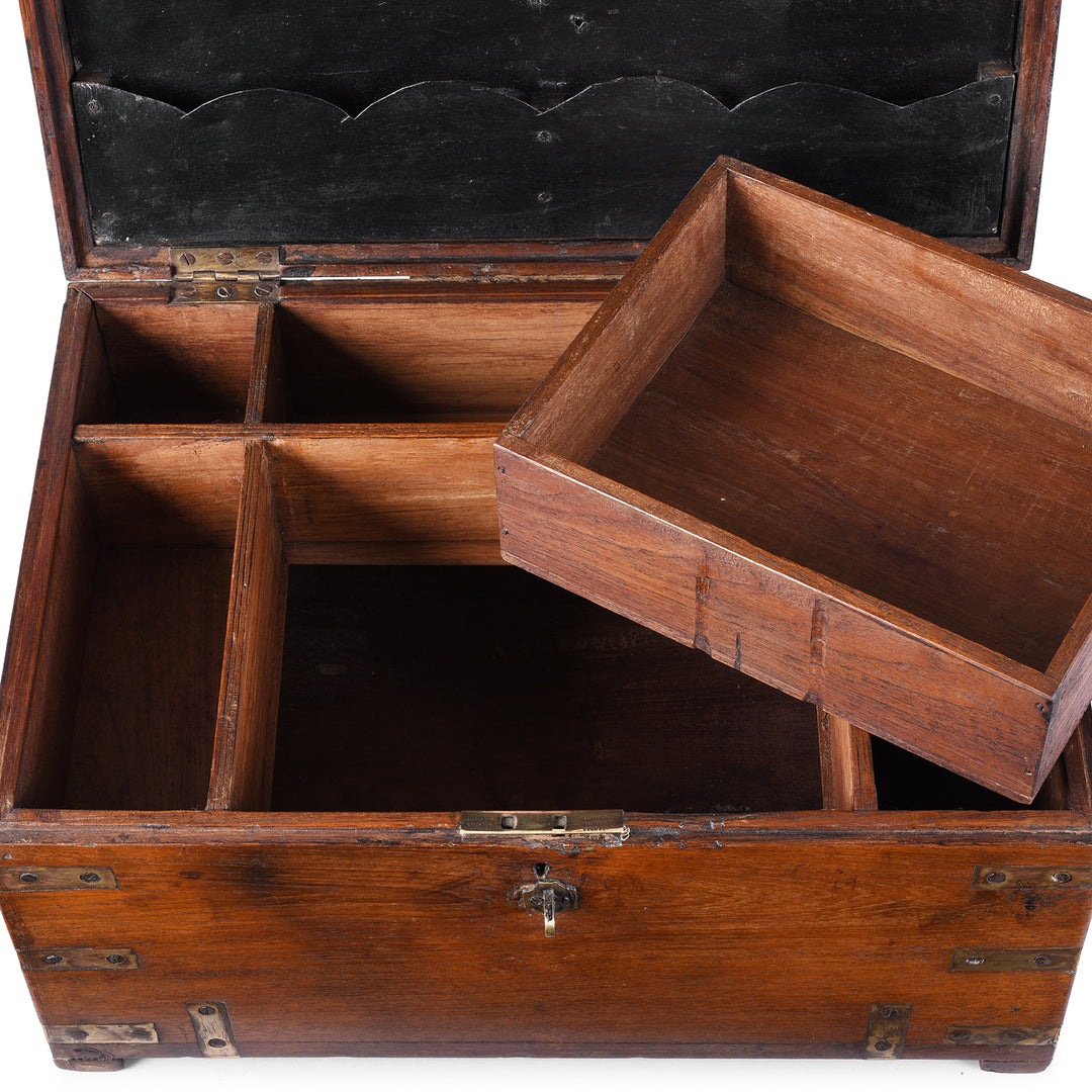 Interior Detail From Antique Indian Brass Bound Teak Chest | Indigo Antiques