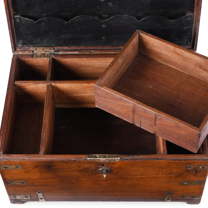 Interior Detail From Antique Indian Brass Bound Teak Chest | Indigo Antiques