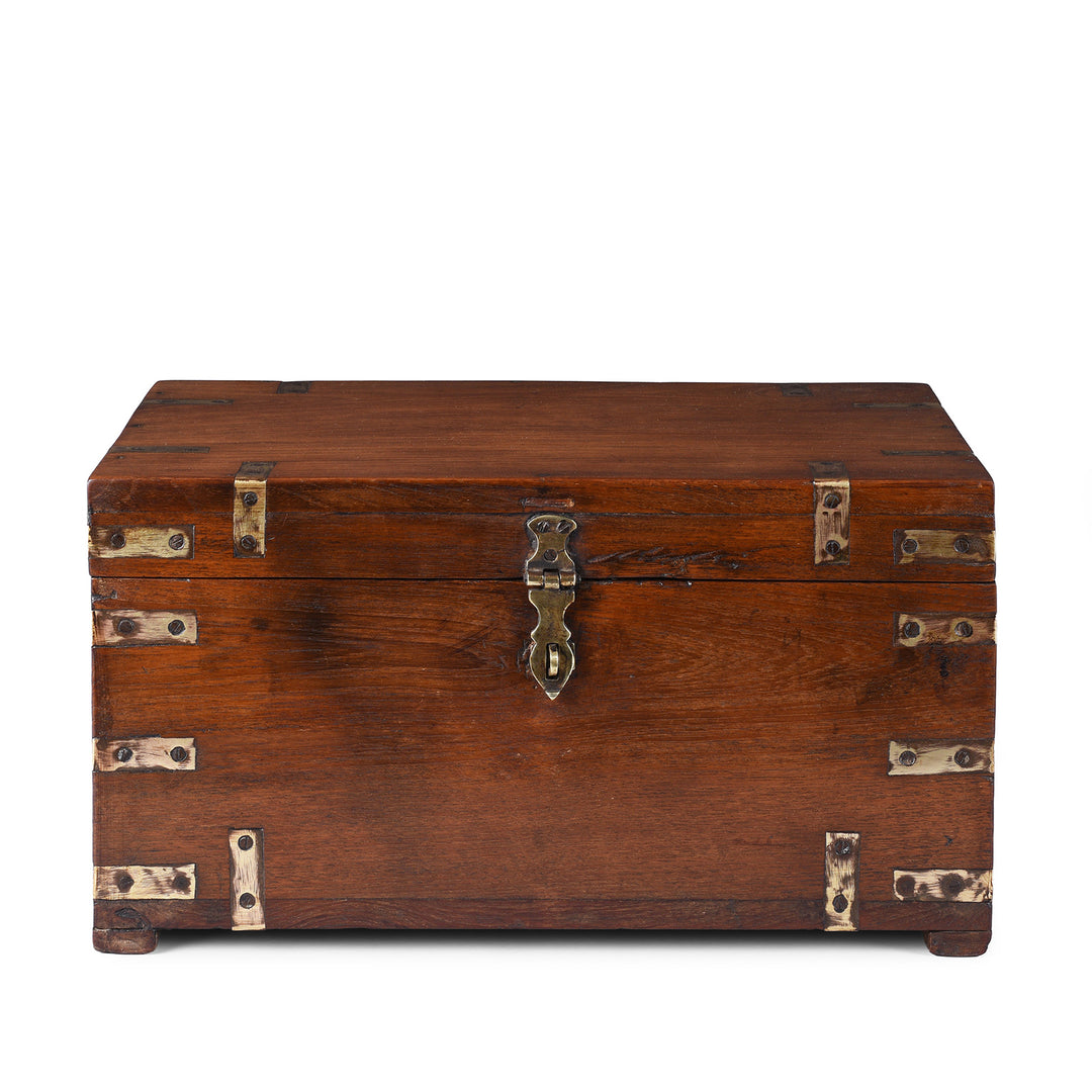 Antique Indian Brass Bound Teak Chest | Indigo Antiques