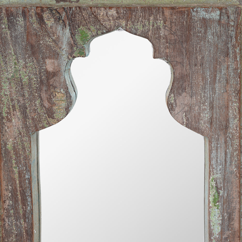 Painted Mihrab Mirror Made From Old Teak Panel | Indigo Antiques