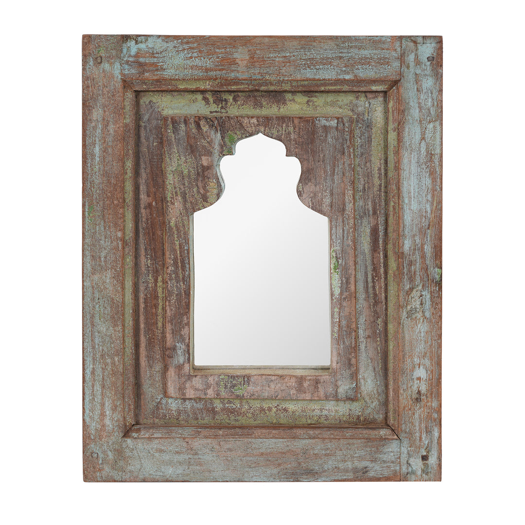 Painted Mihrab Mirror Made From Old Teak Panel | Indigo Antiques