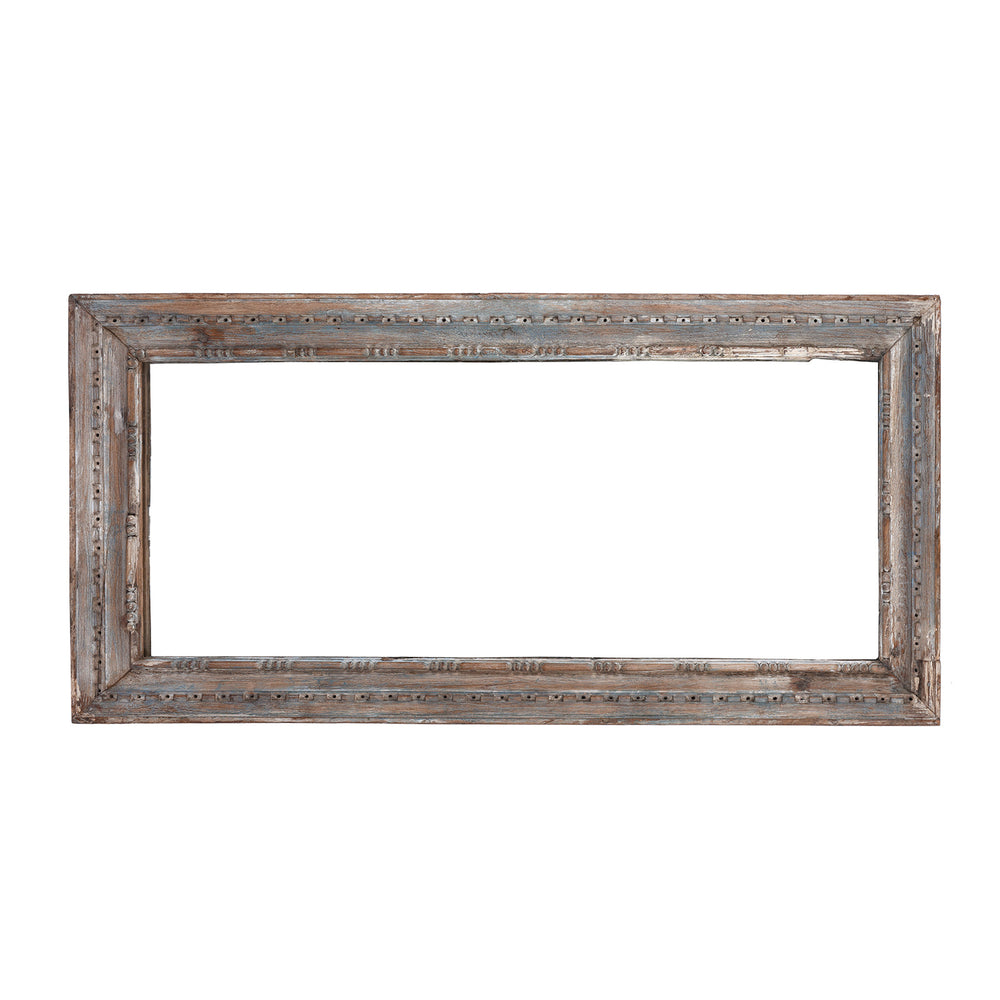 Landscape View Of Antique Indian Carved Painted Mirror | Indigo Antiques