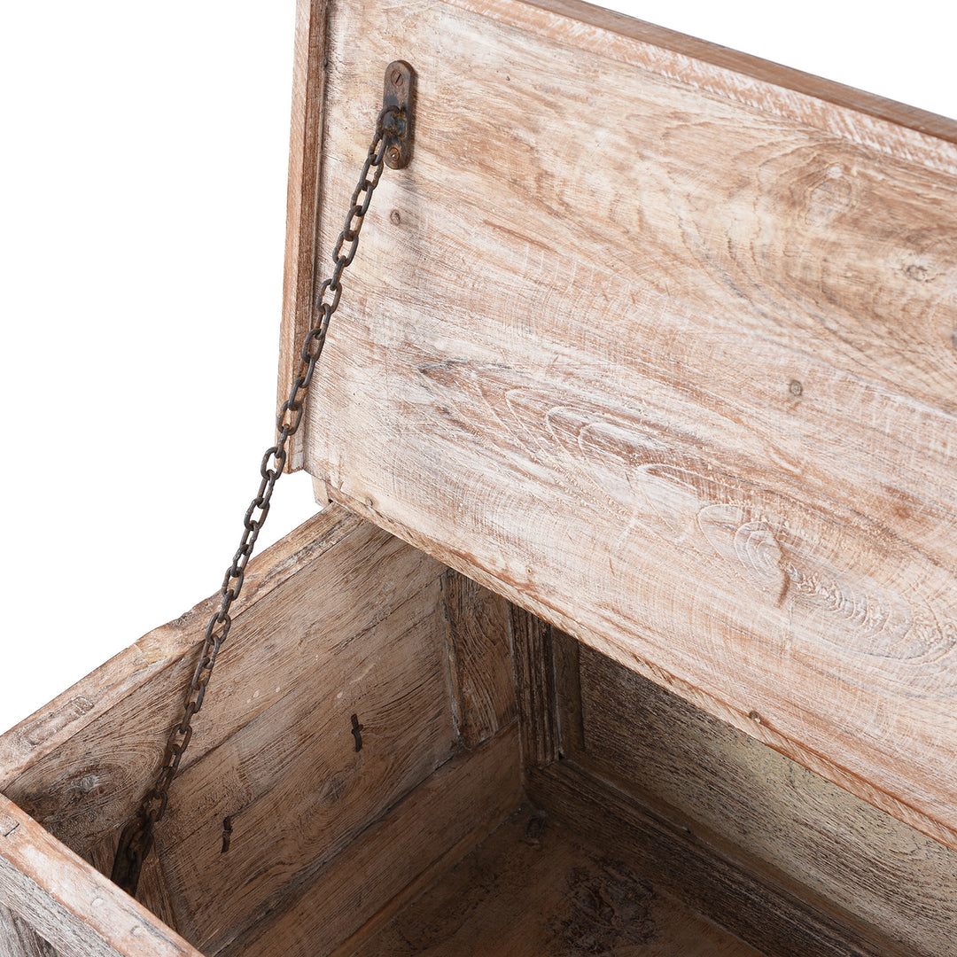 Chain Detail From Reclaimed Teak Blanket Chest With Painted Finish | Indigo Antiques