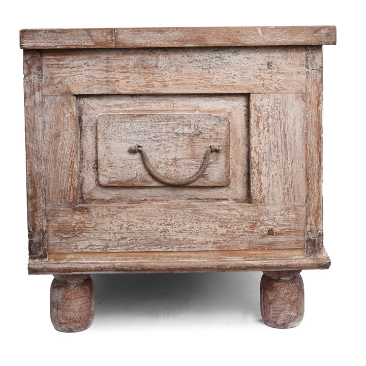 Side View Of Reclaimed Teak Blanket Chest With Painted Finish | Indigo Antiques