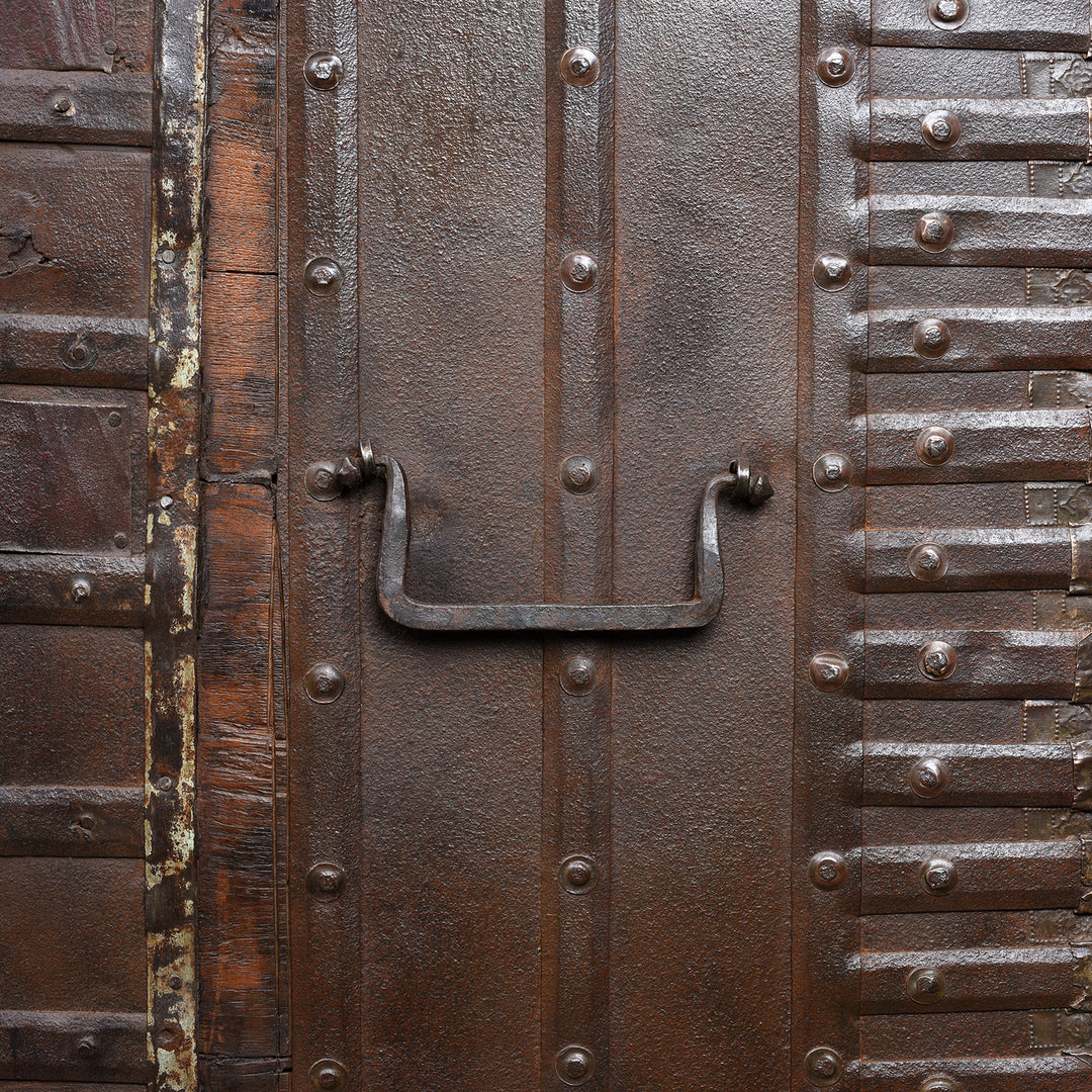 Handle Detail From Antique Indian Brass Bound Pithara | Indigo Antiques