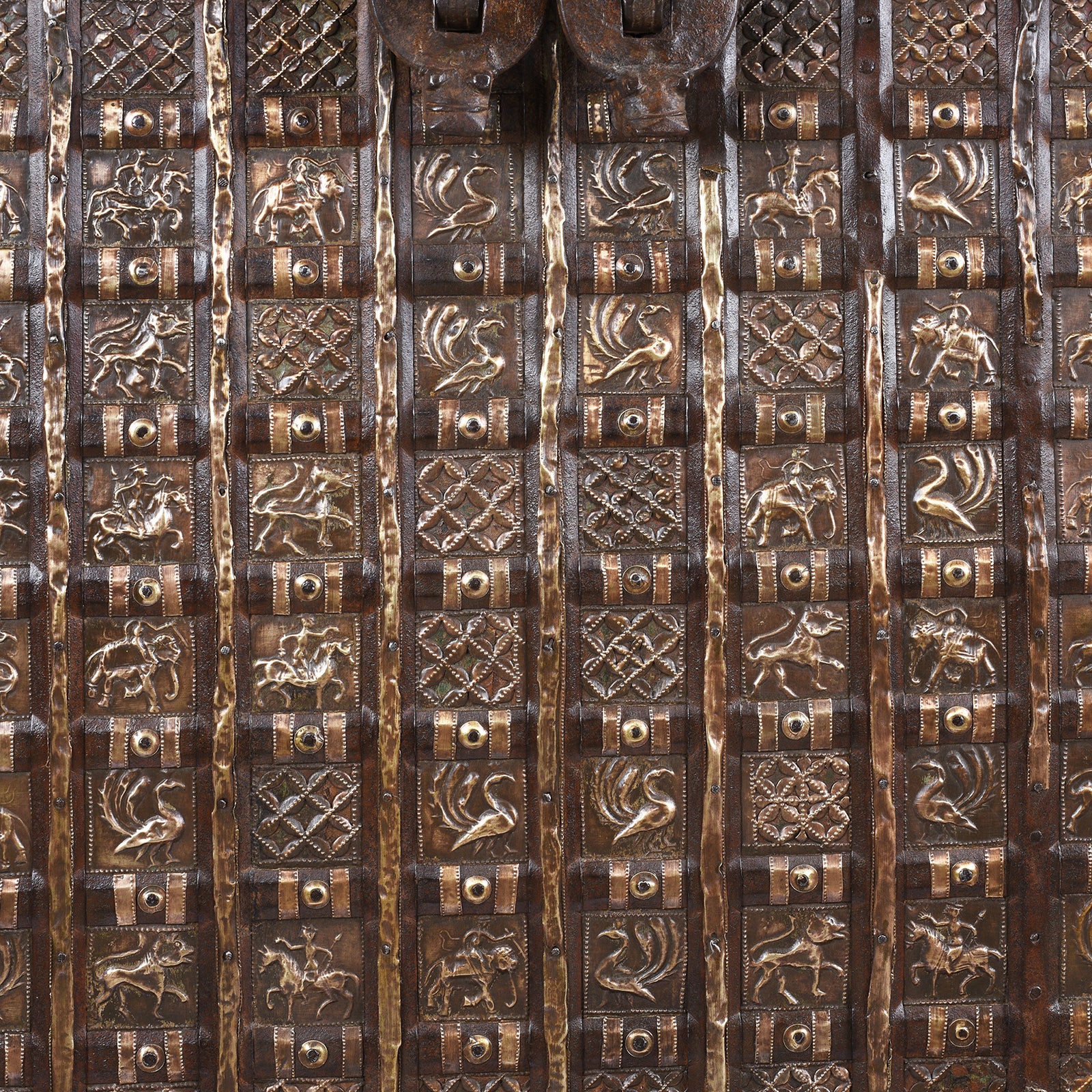 Brass Decoration Detail From Antique Indian Brass Bound Pithara | Indigo Antiques