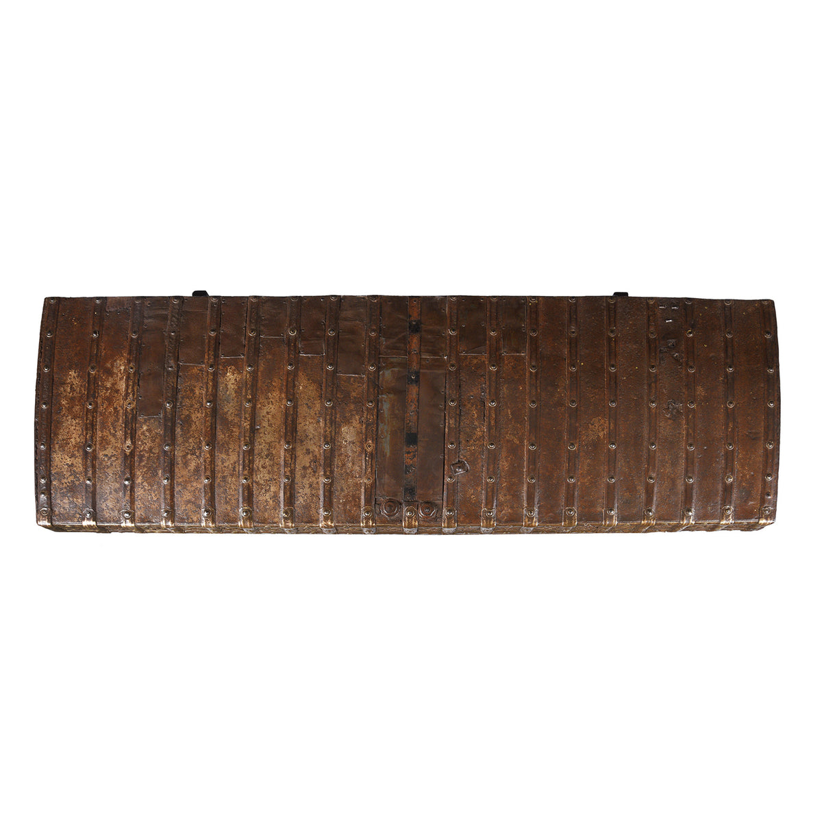 Top Down View Of Antique Indian Brass Bound Pithara | Indigo Antiques