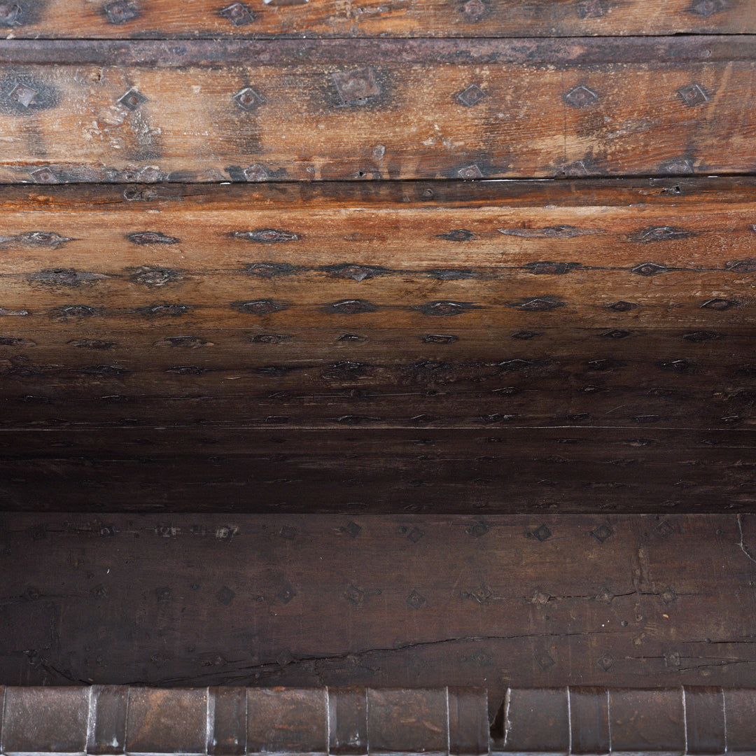 Interior Detail From Antique Indian Brass Bound Pithara | Indigo Antiques
