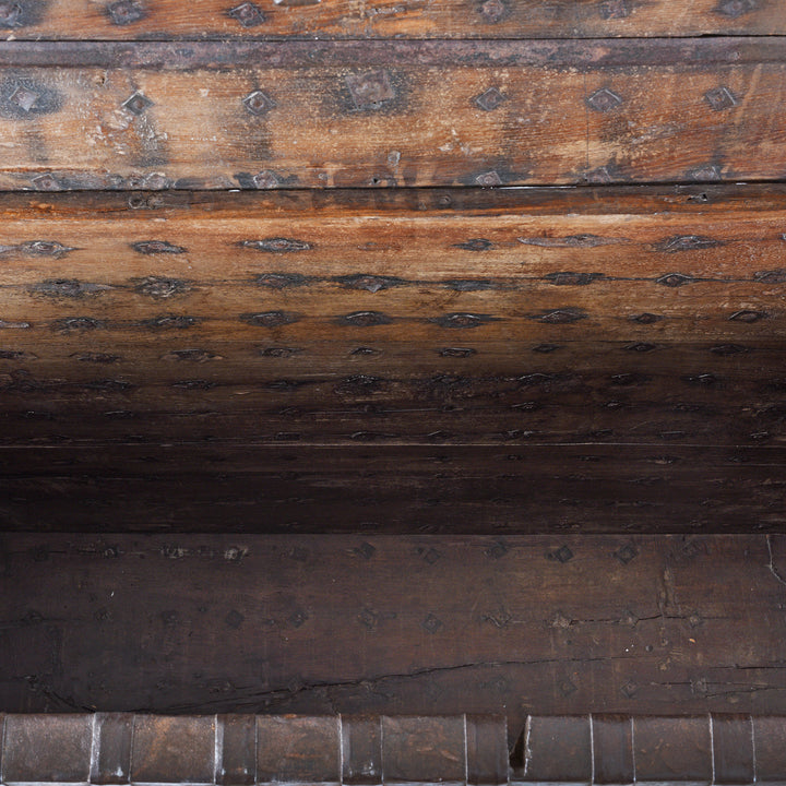 Interior Detail From Antique Indian Brass Bound Pithara | Indigo Antiques