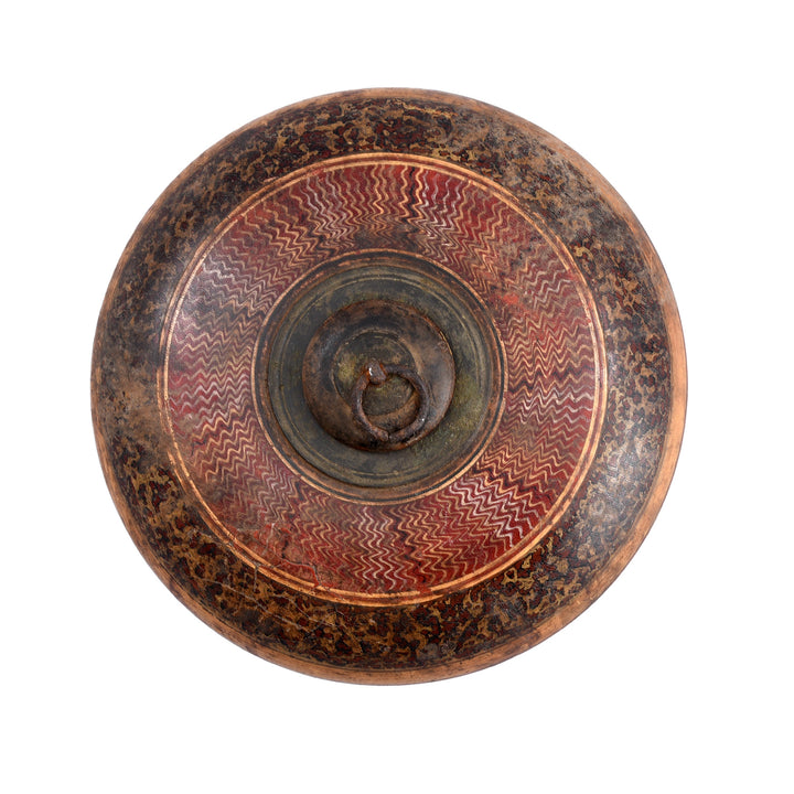 Top Down view Of Antique Lacquered Tobacco Box From Rajasthan | Indigo Antiques