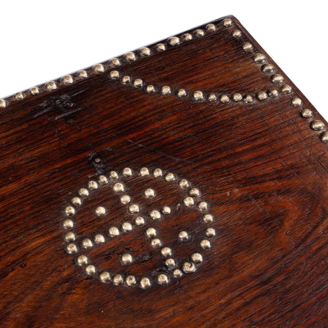 Surface Detail From Indian Rosewood Zanzibar Chest With Brass Studs And Iron Handles From Kutch 19Th Century