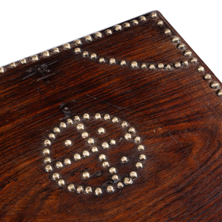 Surface Detail From Indian Rosewood Zanzibar Chest With Brass Studs And Iron Handles From Kutch 19Th Century