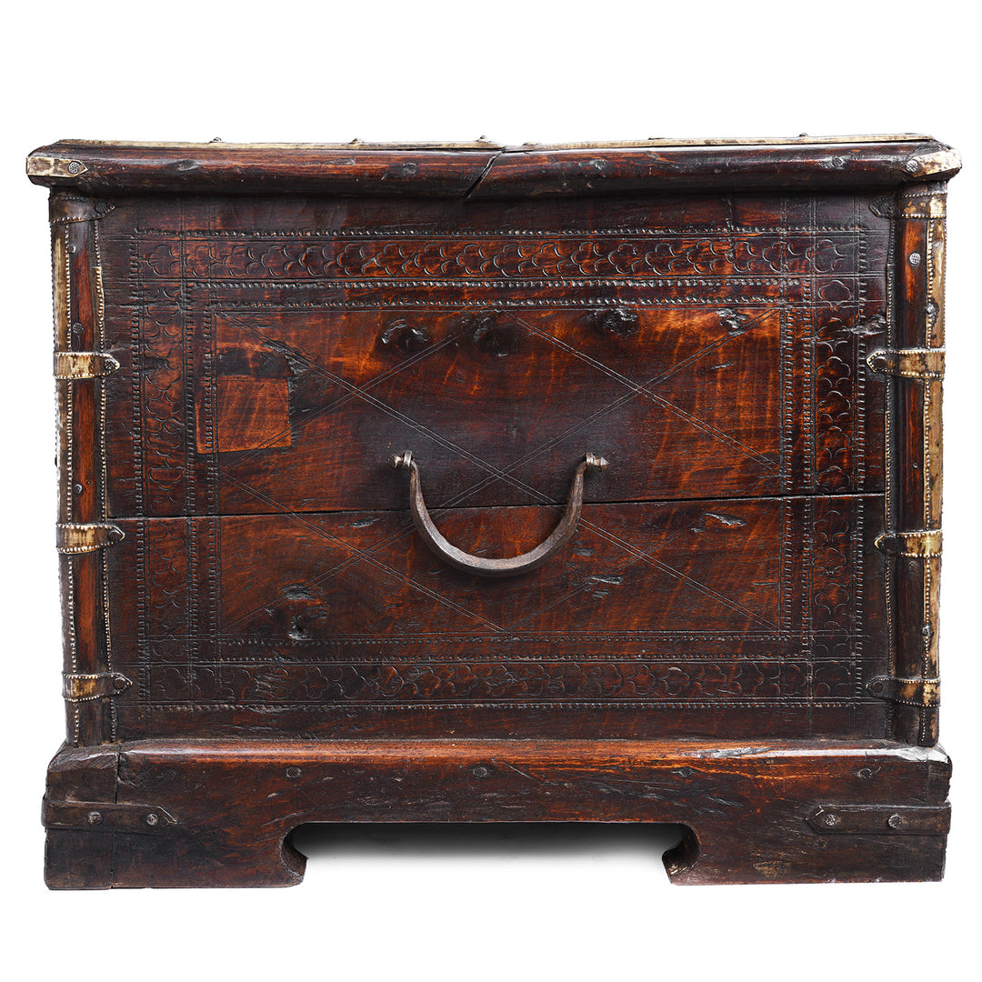 Handle Detail From Antique Indian Brass Bound Chest | Indigo Antiques