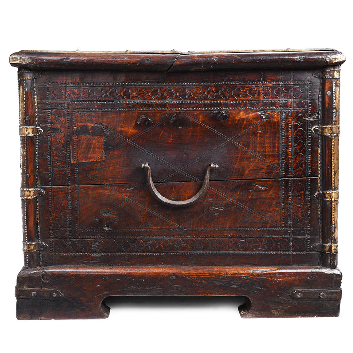 Handle Detail From Antique Indian Brass Bound Chest | Indigo Antiques