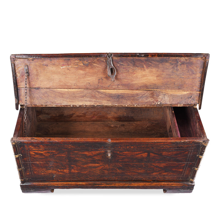 Interior Of Antique Indian Brass Bound Chest | Indigo Antiques