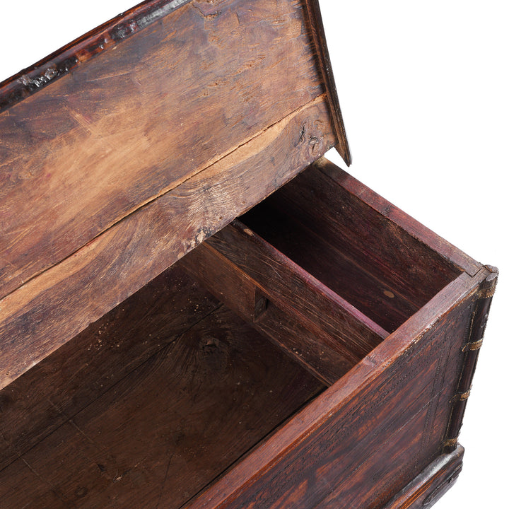 Candle Box Detail From Antique Indian Brass Bound Chest | Indigo Antiques