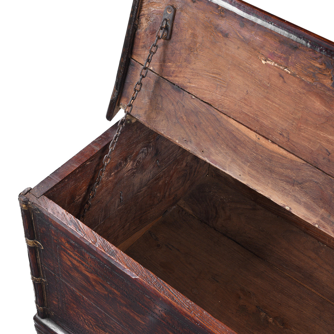 Chain Detail From Antique Indian Brass Bound Chest | Indigo Antiques