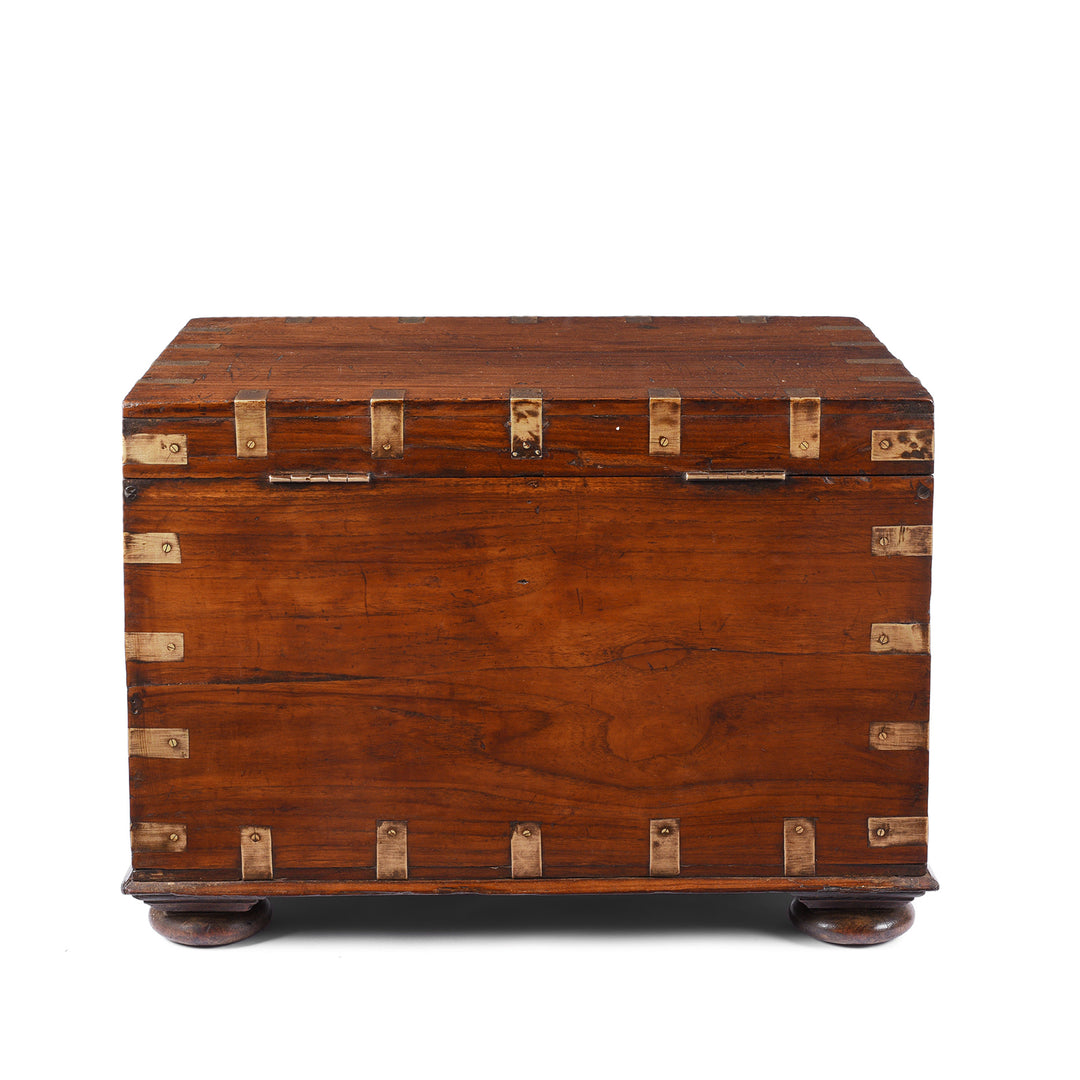 Back Of Antique Indian Brass Bound Military Chest | Indigo Antiques