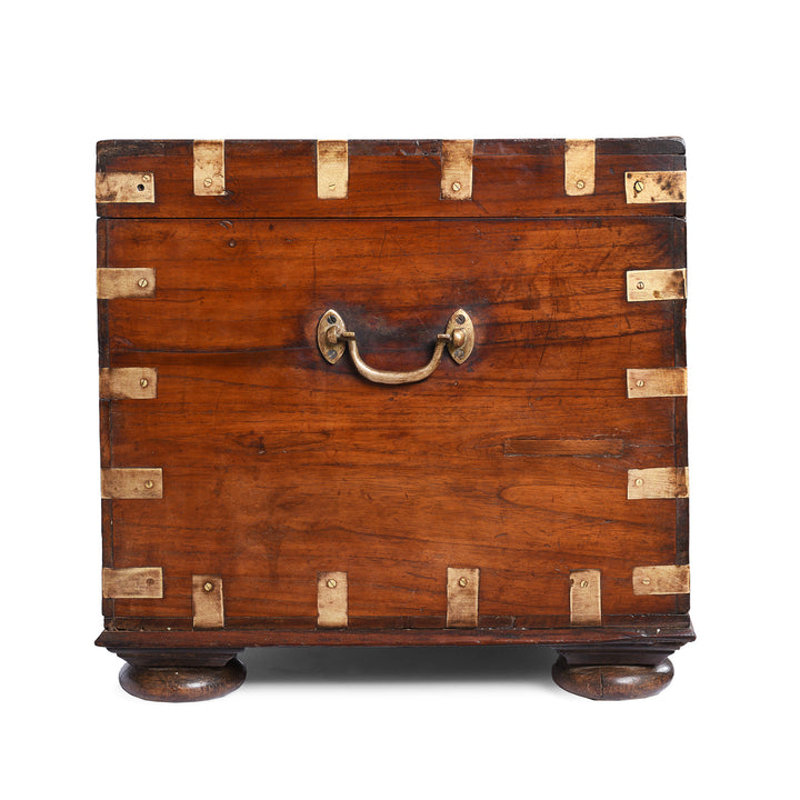 Side View Of Antique Indian Brass Bound Military Chest | Indigo Antiques