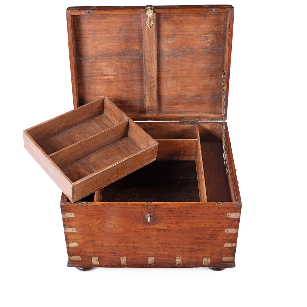 Compartment Removal From Antique Indian Brass Bound Military Chest | Indigo Antiques