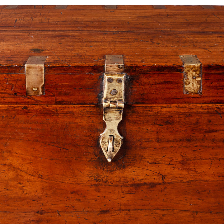 Latch Detail From Antique Indian Brass Bound Military Chest | Indigo Antiques