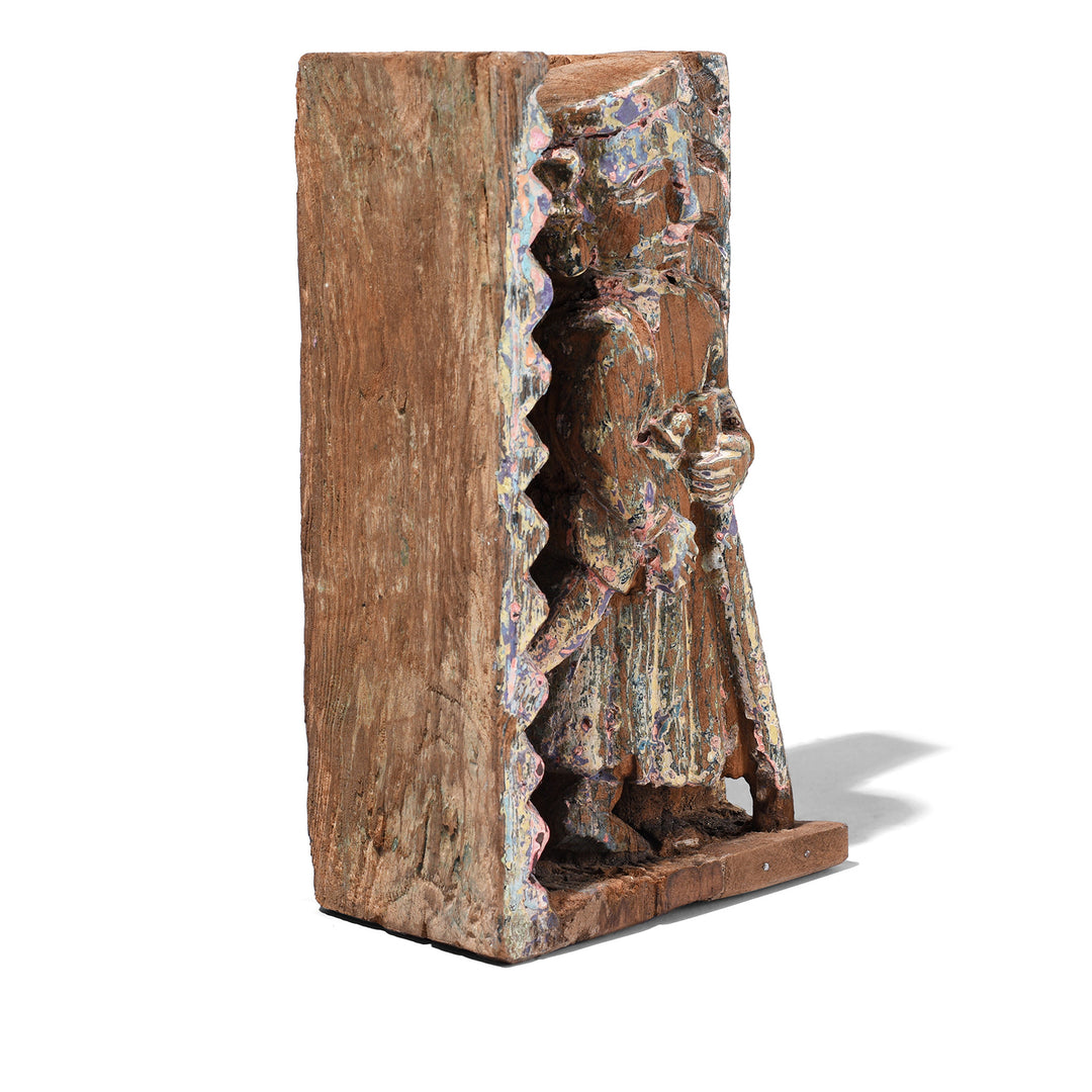 Angled VIew Of Option 2 Antique Indian Carved Musician Panels | Indigo Antiques